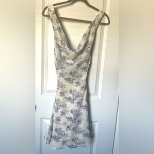 Aakaa Blue and Ivory Dress Small